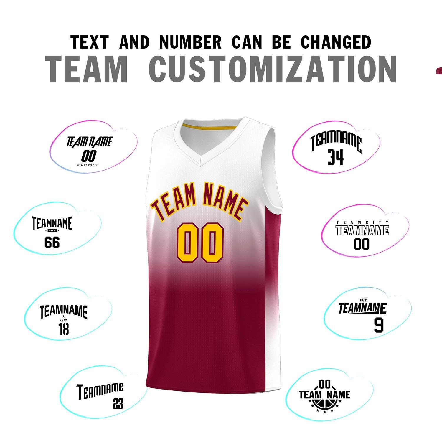 Custom White Crimson Gradient Fashion Sets Sports Uniform Basketball Jersey