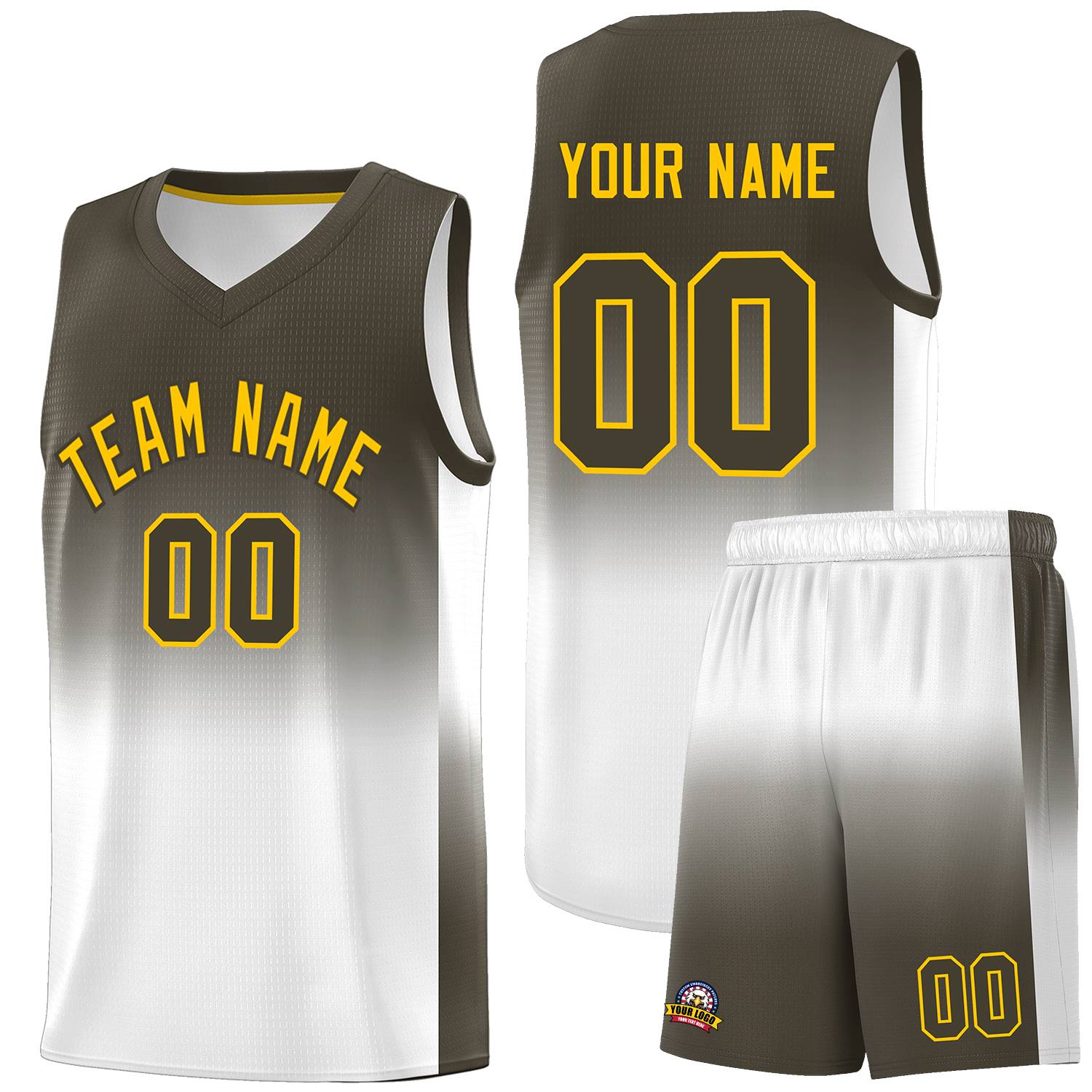 Custom Olive White Gradient Fashion Sets Sports Uniform Basketball Jersey