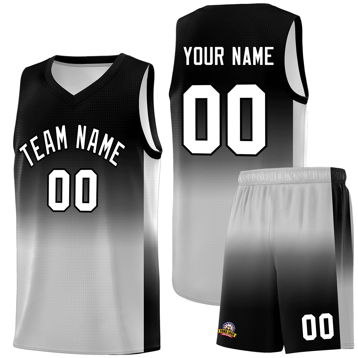 Custom Black Gray Gradient Fashion Sets Sports Uniform Basketball Jersey