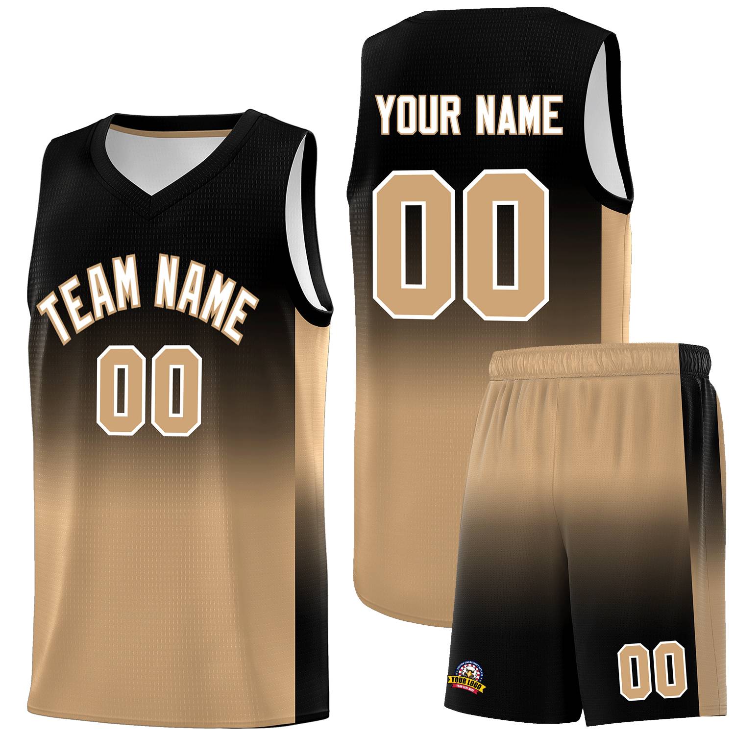 Custom Black Old Gold Gradient Fashion Sets Sports Uniform Basketball Jersey