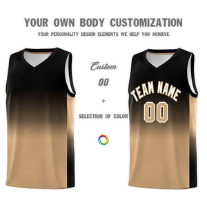 Custom Black Old Gold Gradient Fashion Sets Sports Uniform Basketball Jersey