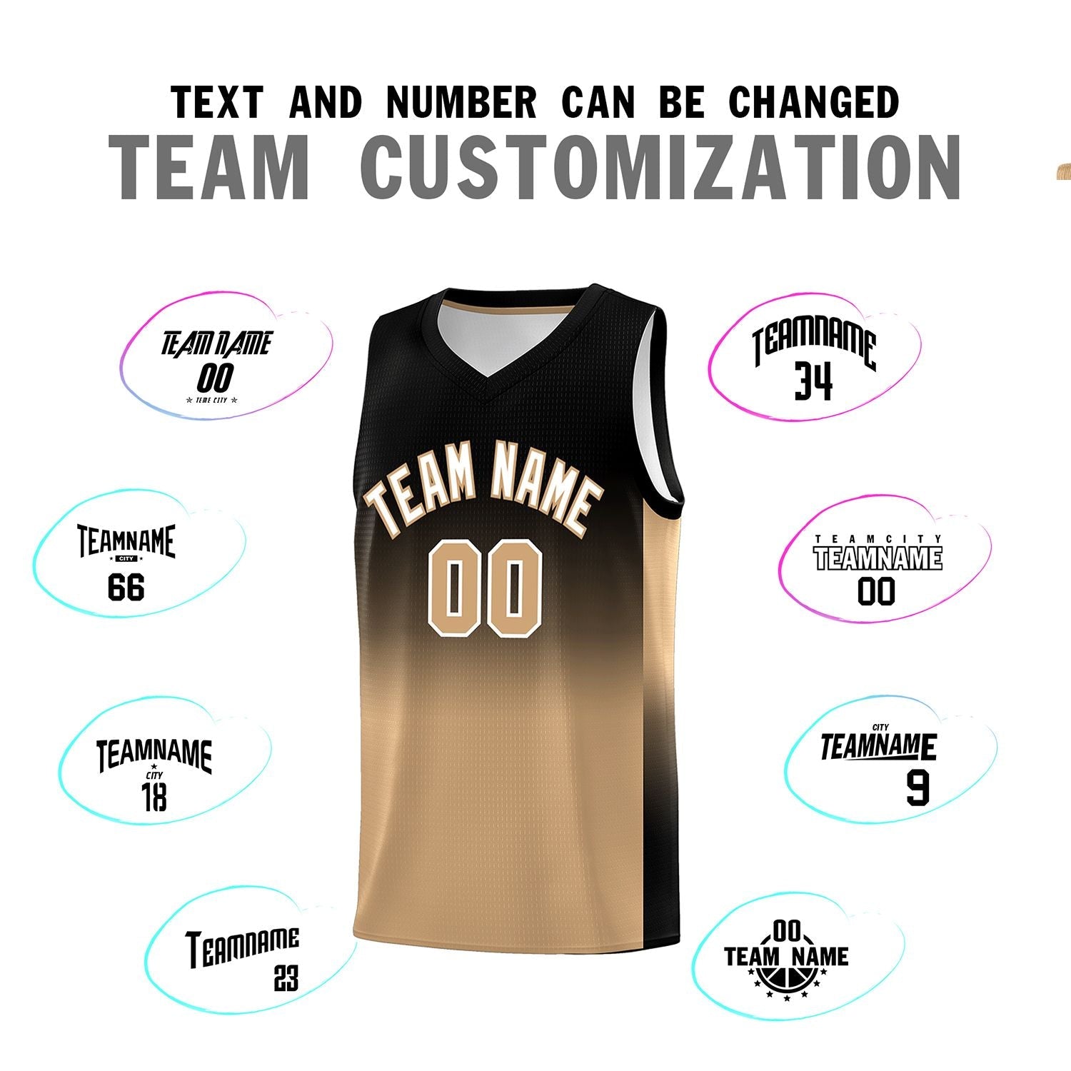 Custom Black Old Gold Gradient Fashion Sets Sports Uniform Basketball Jersey