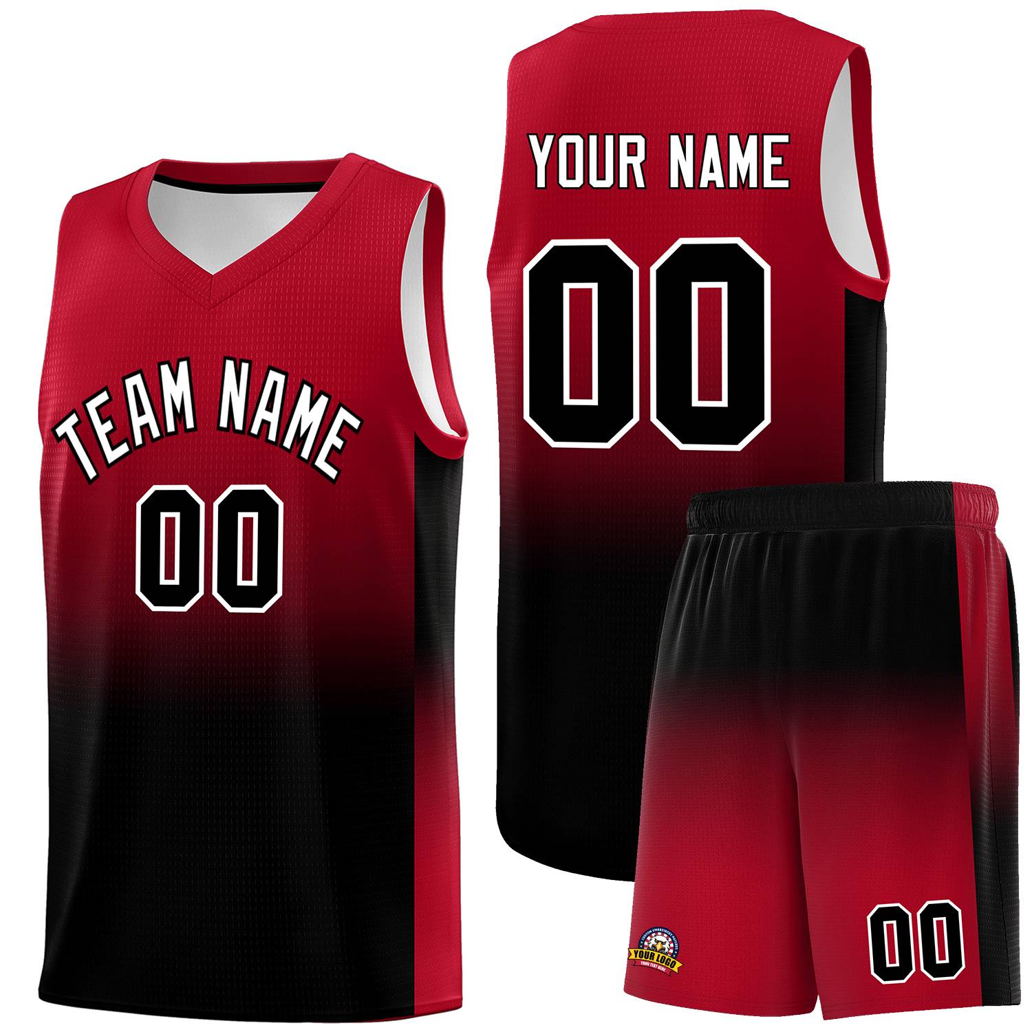 Custom Red Black Gradient Fashion Sets Sports Uniform Basketball Jersey