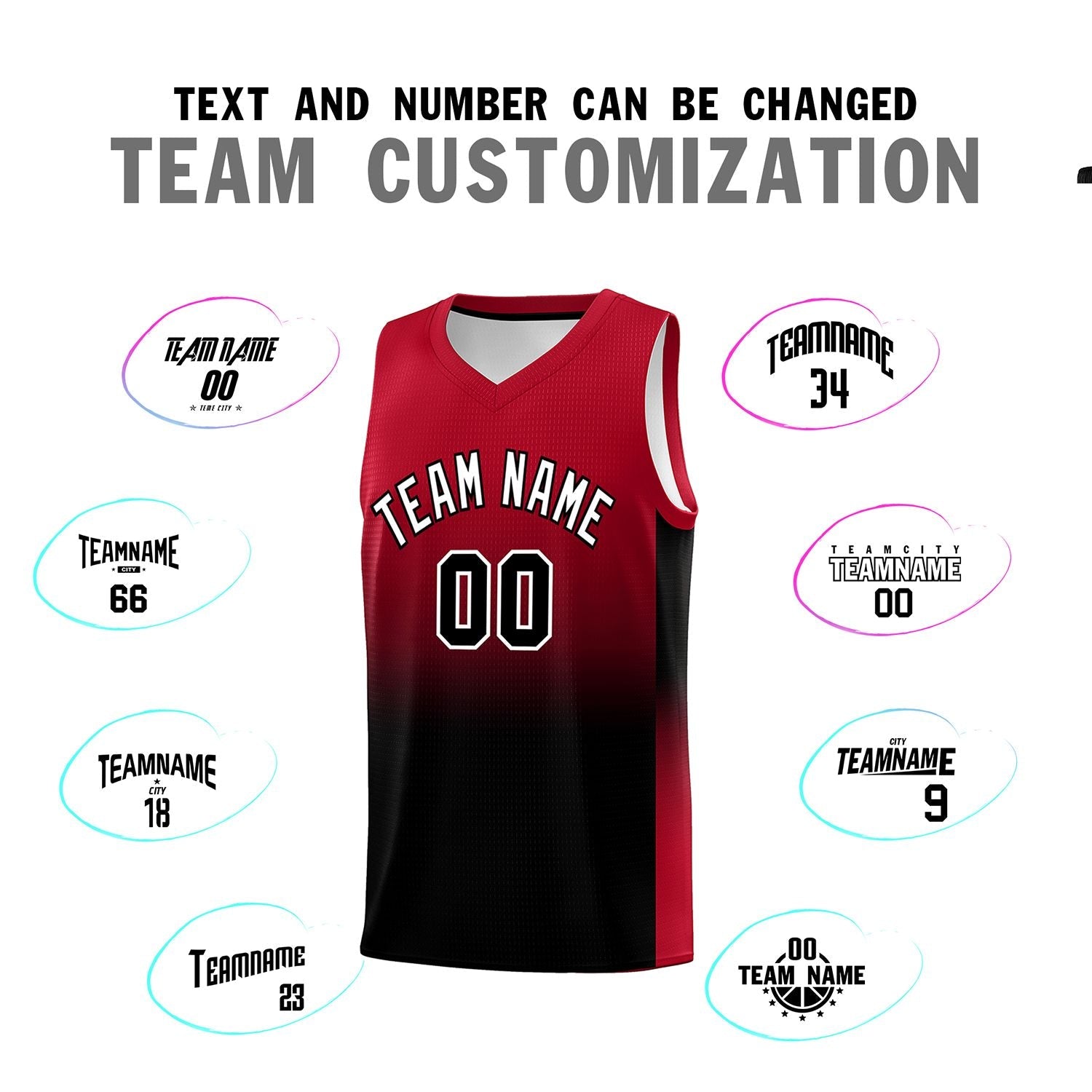 Custom Red Black Gradient Fashion Sets Sports Uniform Basketball Jersey