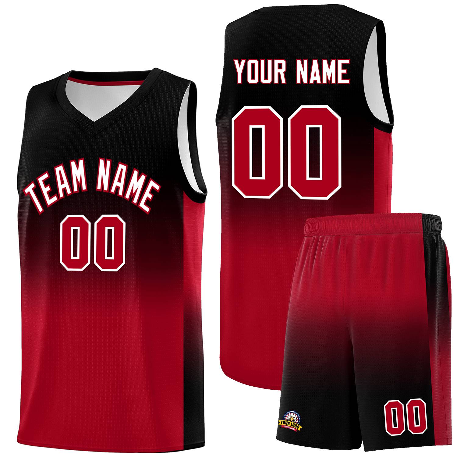 Custom Black Red Gradient Fashion Sets Sports Uniform Basketball Jersey