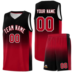 Custom Black Red Gradient Fashion Sets Sports Uniform Basketball Jersey