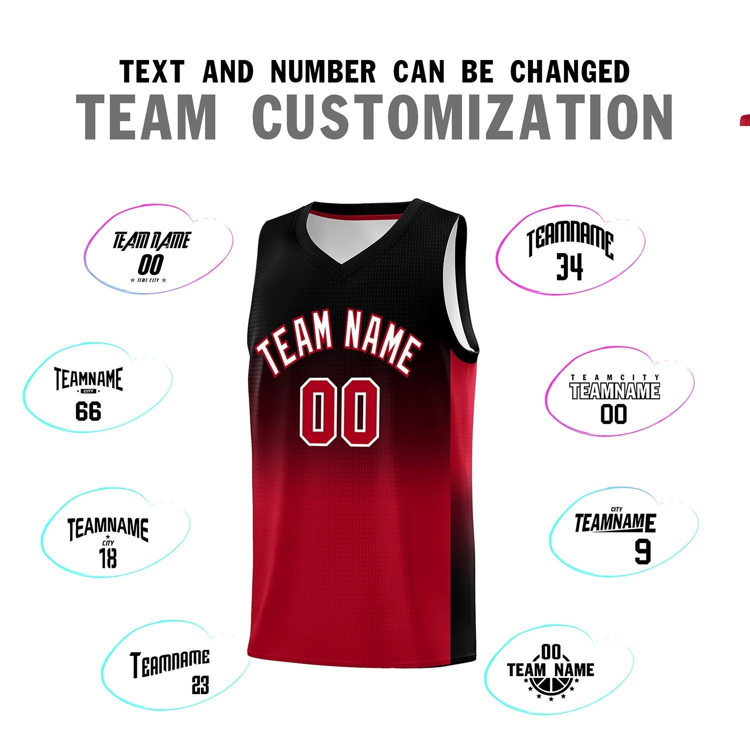 Custom Black Red Gradient Fashion Sets Sports Uniform Basketball Jersey