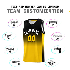 Custom Black Gold Gradient Fashion Sets Sports Uniform Basketball Jersey