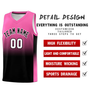 Custom Pink Black Gradient Fashion Sets Sports Uniform Basketball Jersey