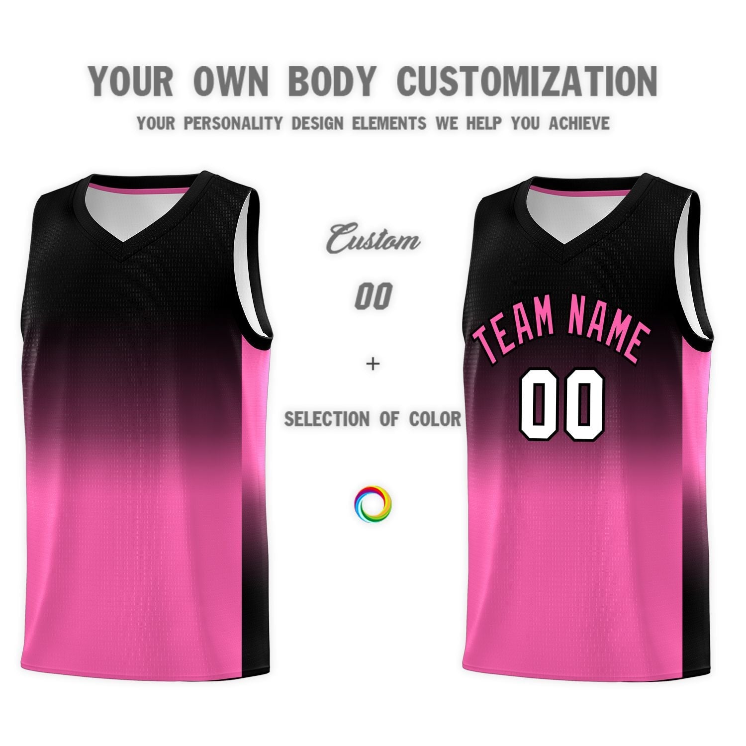 Custom Black Pink Gradient Fashion Sets Sports Uniform Basketball Jersey