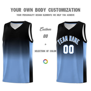 Custom Black Light Blue Gradient Fashion Sets Sports Uniform Basketball Jersey