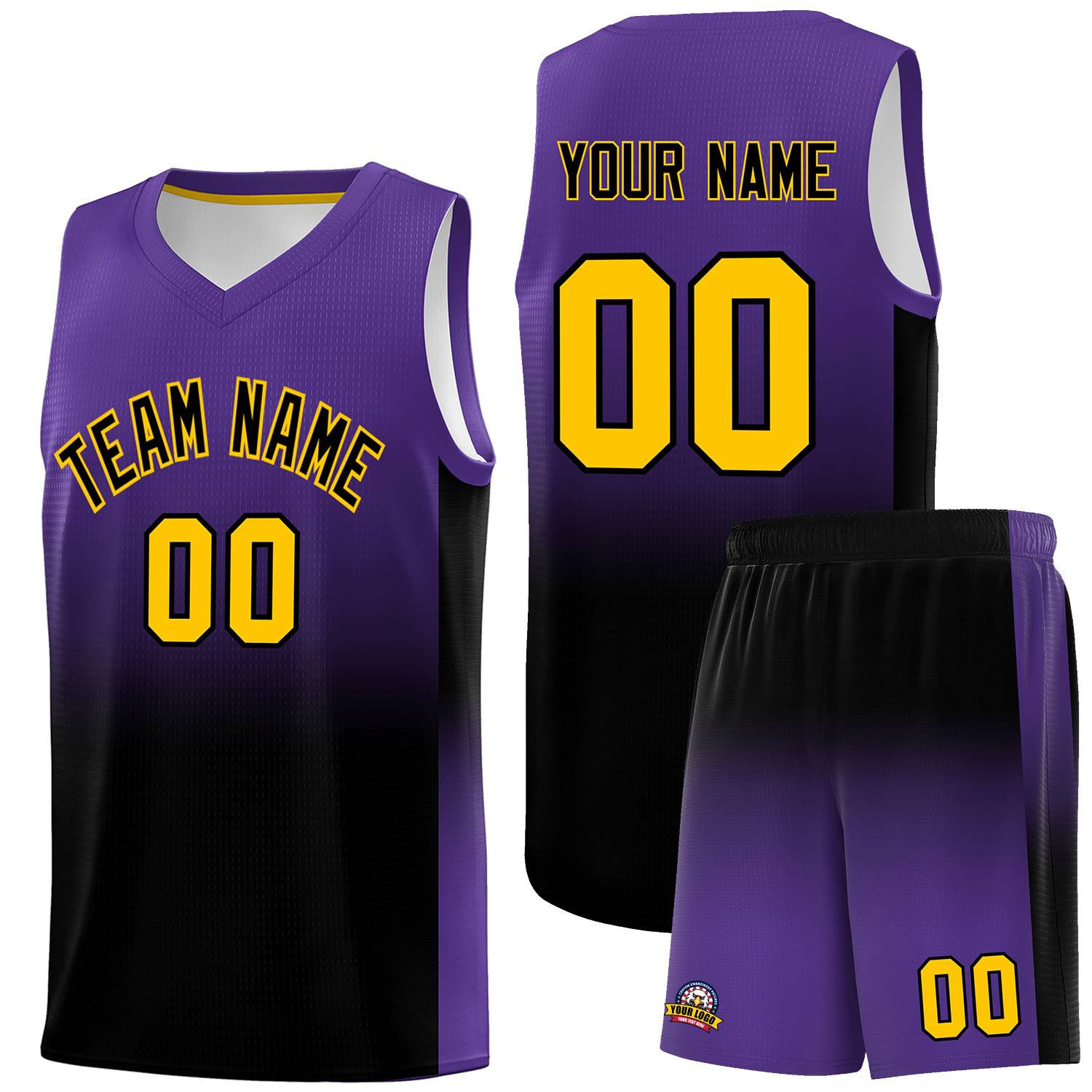 Custom Purple Black Gradient Fashion Sets Sports Uniform Basketball Jersey