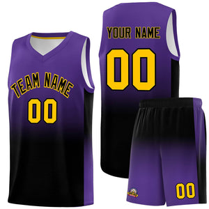 Custom Purple Black Gradient Fashion Sets Sports Uniform Basketball Jersey