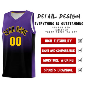 Custom Purple Black Gradient Fashion Sets Sports Uniform Basketball Jersey