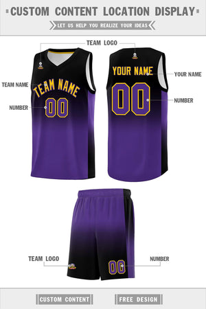 Custom Black Purple Gradient Fashion Sets Sports Uniform Basketball Jersey