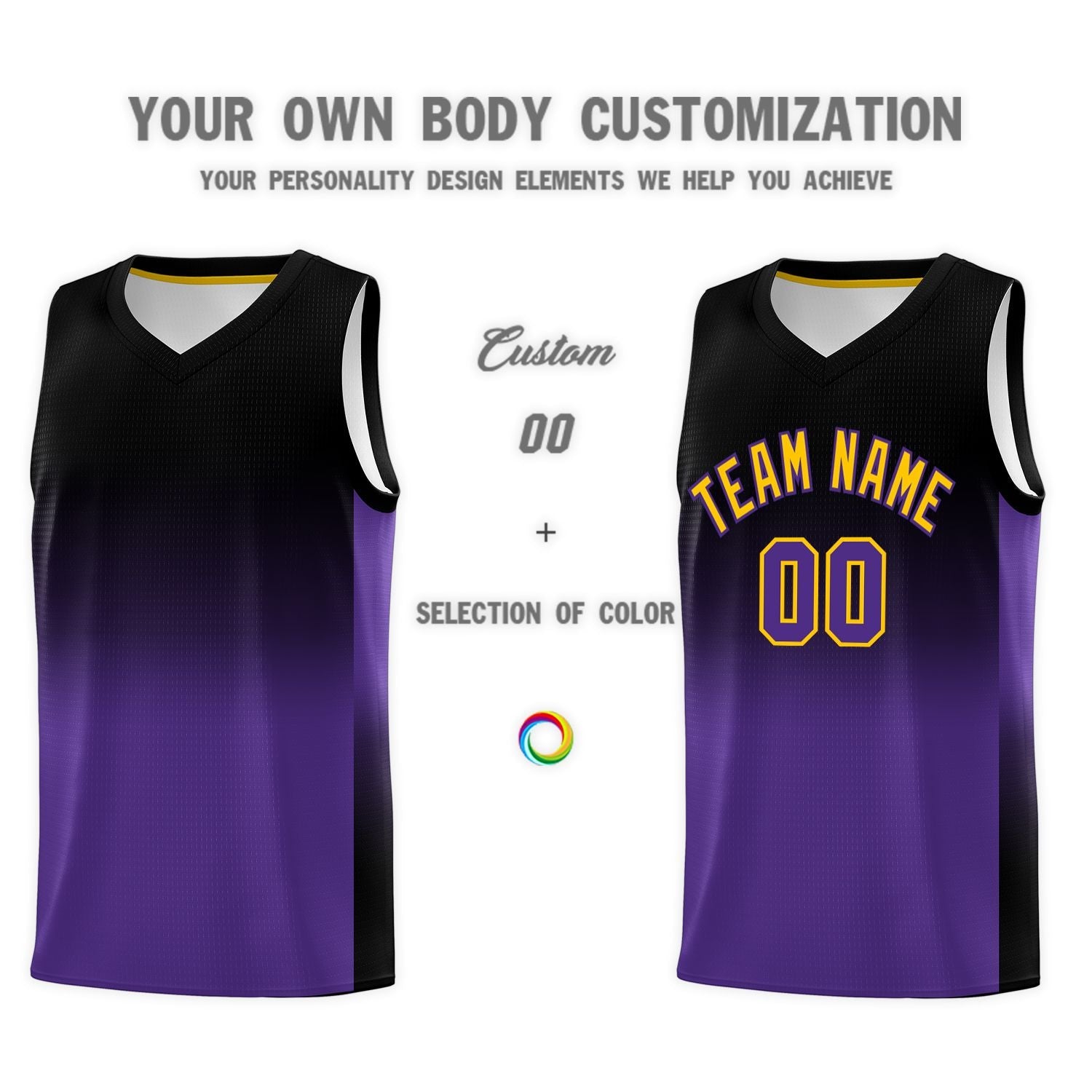 Custom Black Purple Gradient Fashion Sets Sports Uniform Basketball Jersey