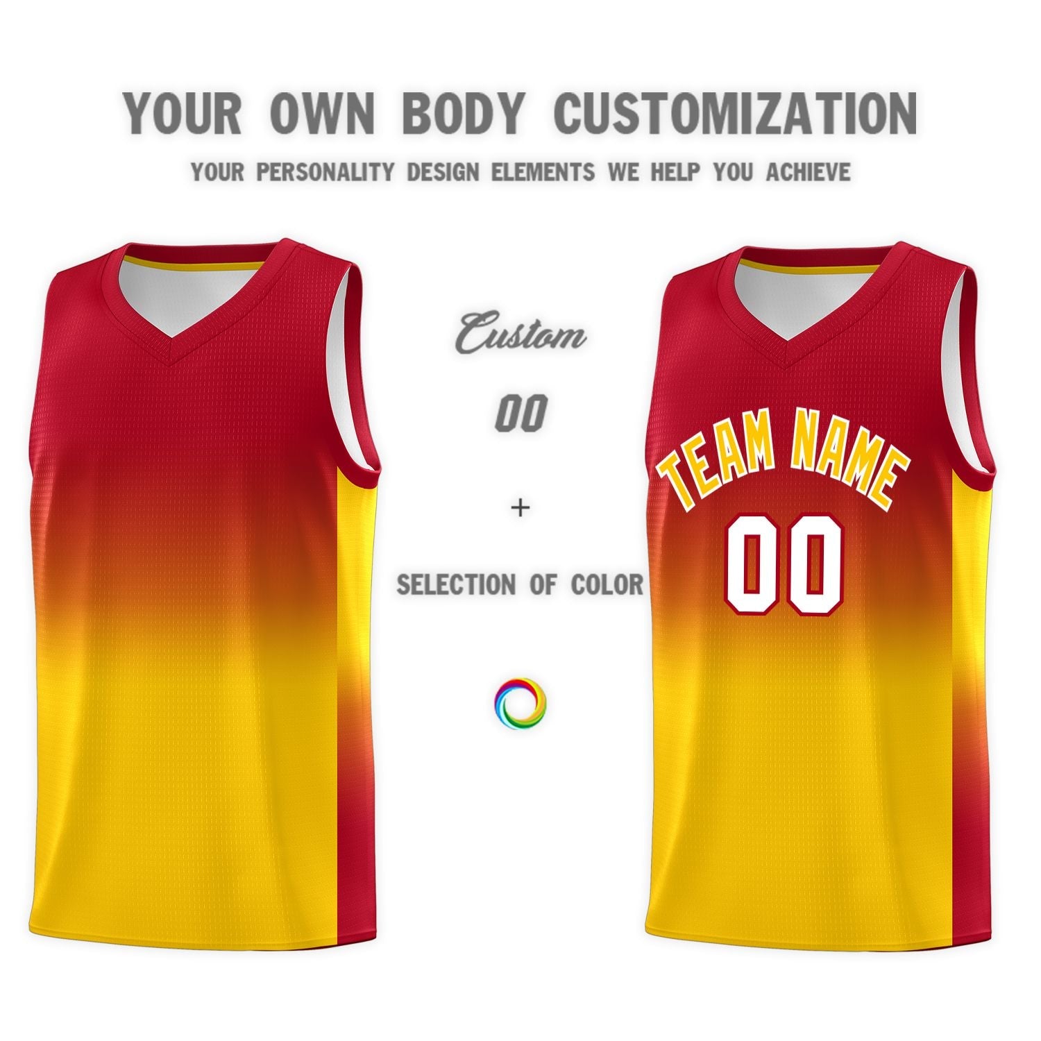 Custom Red Gold Gradient Fashion Sets Sports Uniform Basketball Jersey