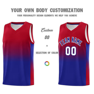 Custom Red Royal Gradient Fashion Sets Sports Uniform Basketball Jersey