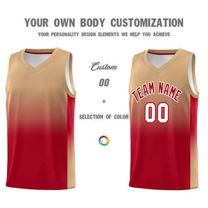 Custom Old Gold Red Gradient Fashion Sets Sports Uniform Basketball Jersey