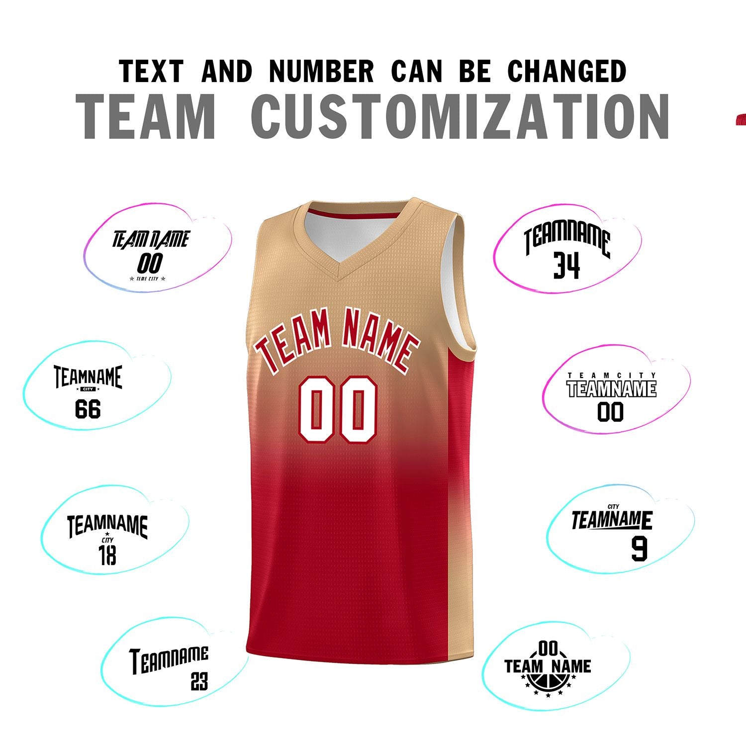 Custom Old Gold Red Gradient Fashion Sets Sports Uniform Basketball Jersey