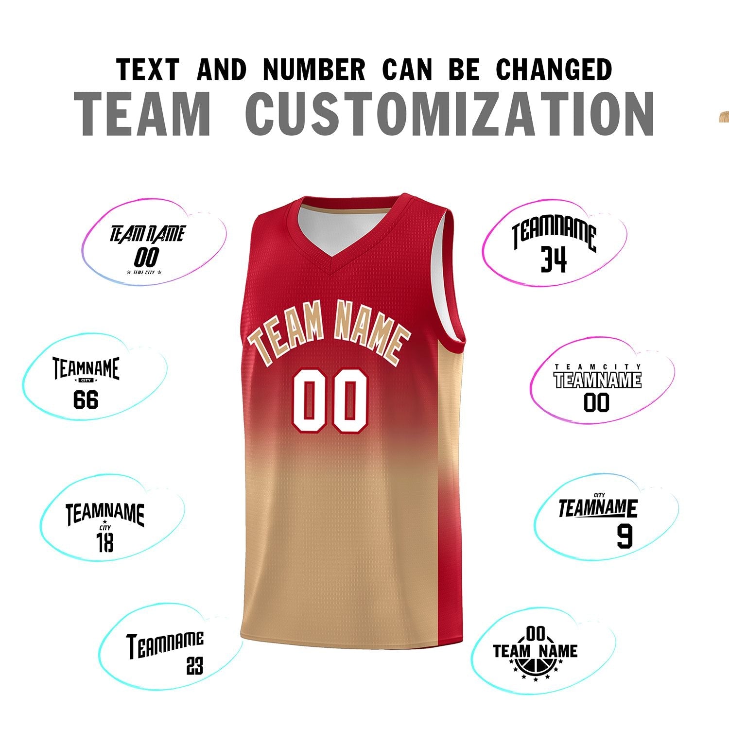 Custom Red Old Gold Gradient Fashion Sets Sports Uniform Basketball Jersey