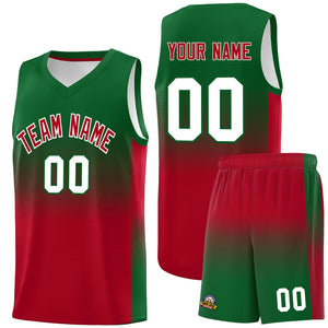 Custom Kelly Green Red Gradient Fashion Sets Sports Uniform Basketball Jersey