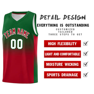 Custom Kelly Green Red Gradient Fashion Sets Sports Uniform Basketball Jersey