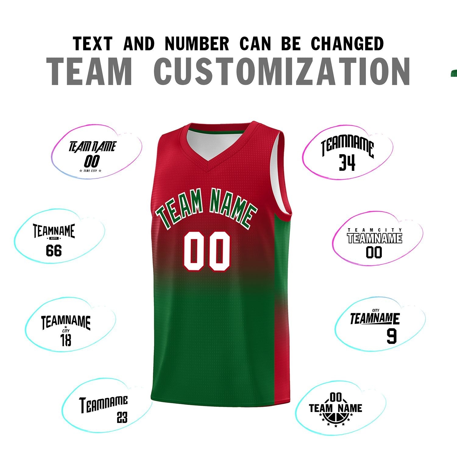 Custom Red Kelly Green Gradient Fashion Sets Sports Uniform Basketball Jersey