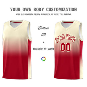 Custom Cream Red Gradient Fashion Sets Sports Uniform Basketball Jersey