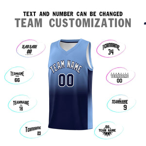 Custom Light Blue Navy Gradient Fashion Sets Sports Uniform Basketball Jersey