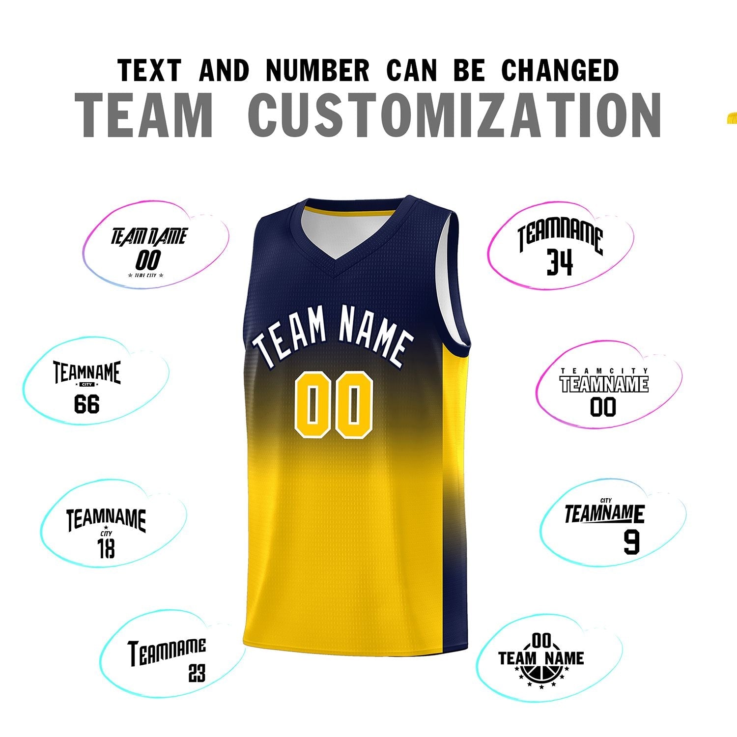 Custom Navy Gold Gradient Fashion Sets Sports Uniform Basketball Jersey