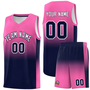 Custom Pink Navy Gradient Fashion Sets Sports Uniform Basketball Jersey