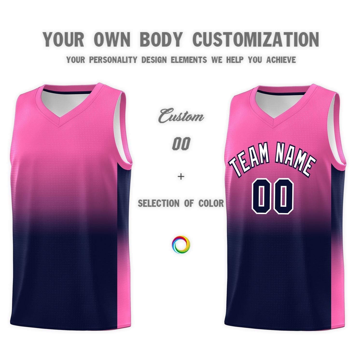 Custom Pink Navy Gradient Fashion Sets Sports Uniform Basketball Jersey