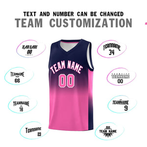 Custom Navy Pink Gradient Fashion Sets Sports Uniform Basketball Jersey