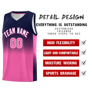 Custom Navy Pink Gradient Fashion Sets Sports Uniform Basketball Jersey