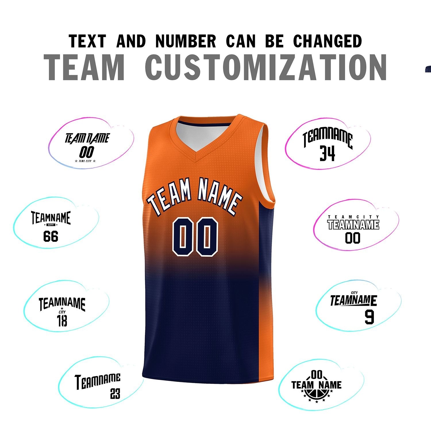 Custom Orange Navy Gradient Fashion Sets Sports Uniform Basketball Jersey