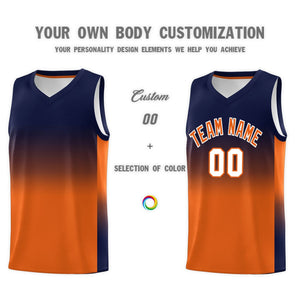 Custom Navy Orange Gradient Fashion Sets Sports Uniform Basketball Jersey