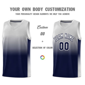 Custom Gray Navy Gradient Fashion Sets Sports Uniform Basketball Jersey