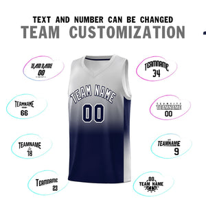 Custom Gray Navy Gradient Fashion Sets Sports Uniform Basketball Jersey