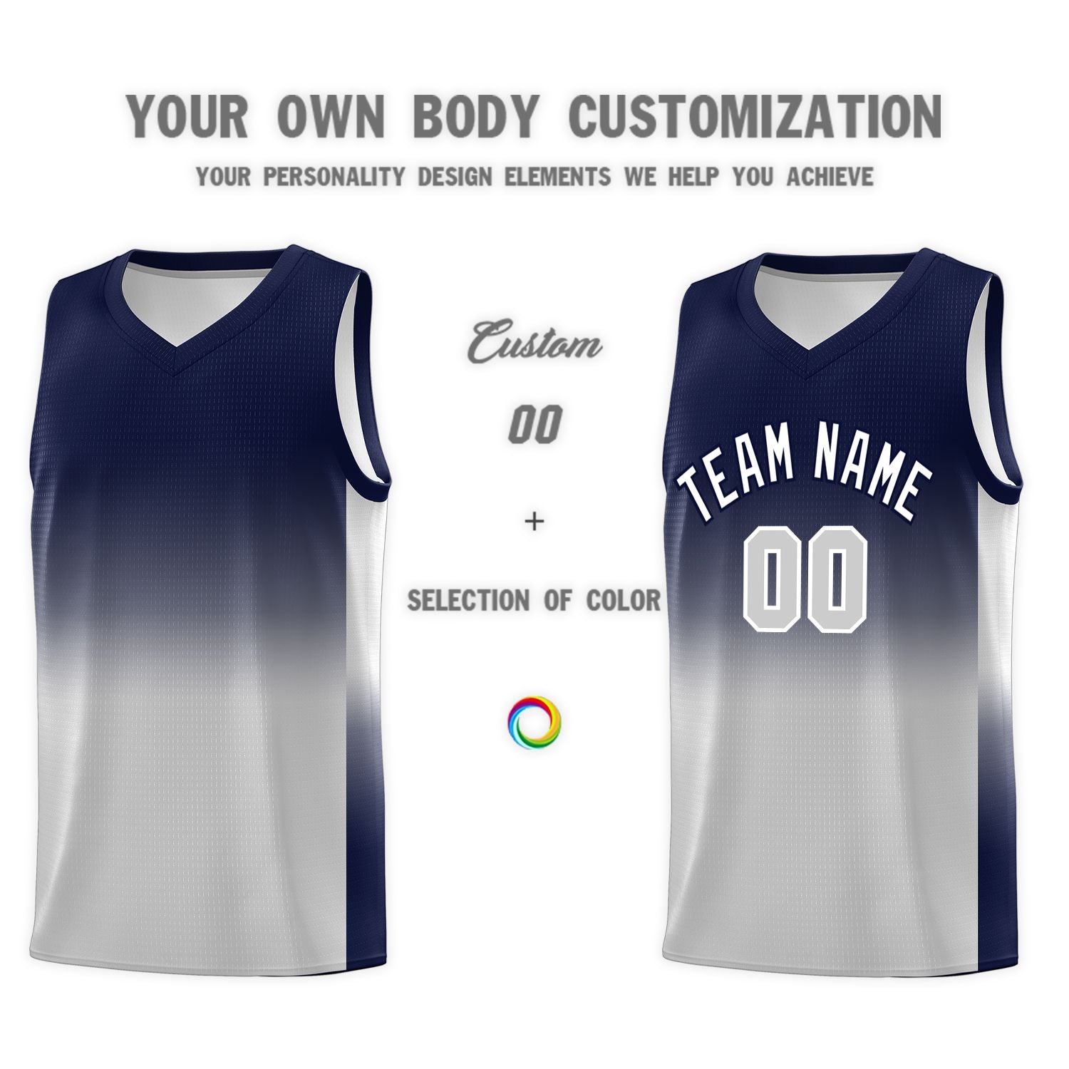 Custom Navy Gray Gradient Fashion Sets Sports Uniform Basketball Jersey