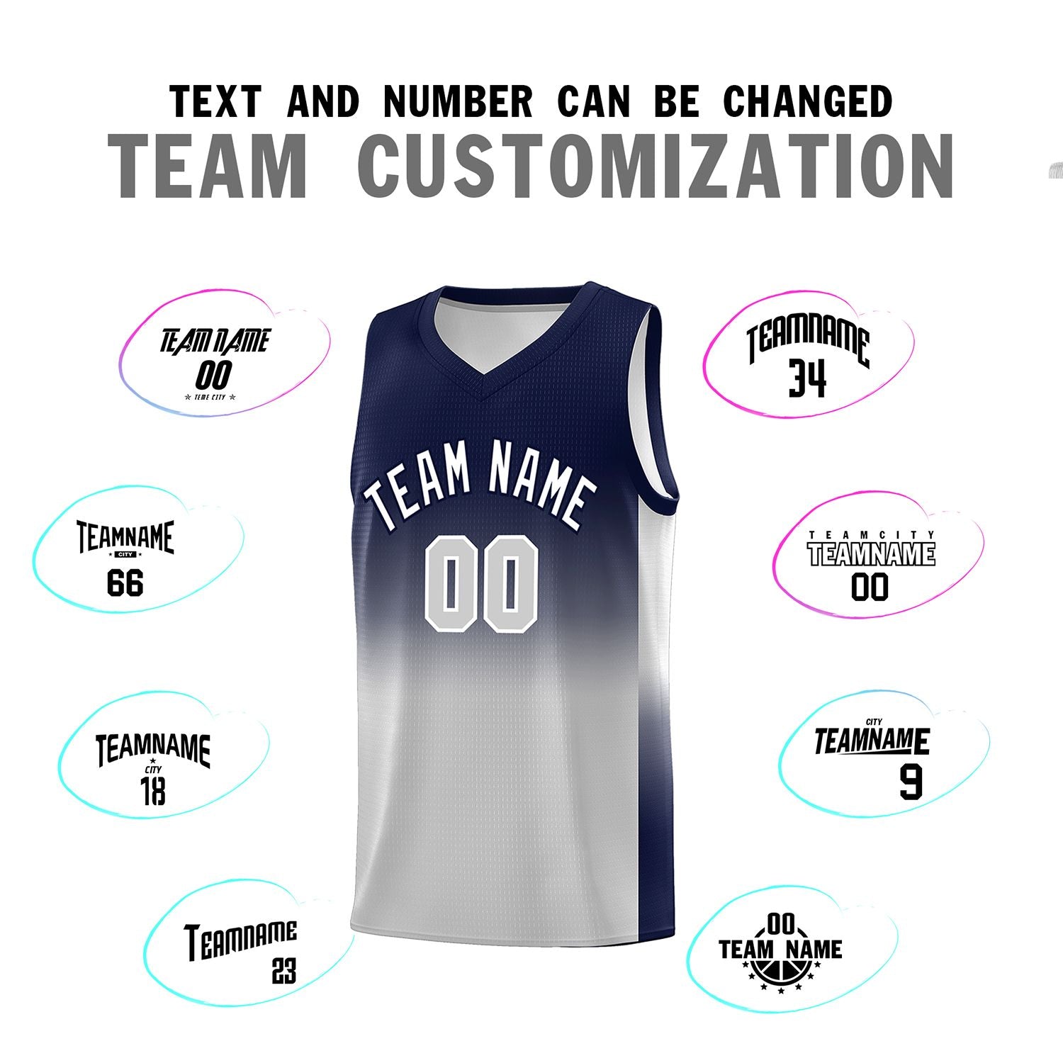 Custom Navy Gray Gradient Fashion Sets Sports Uniform Basketball Jersey