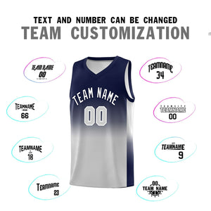 Custom Navy Gray Gradient Fashion Sets Sports Uniform Basketball Jersey