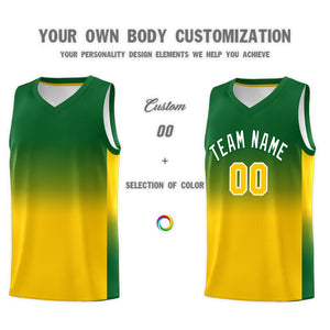 Custom Kelly Green Gold Gradient Fashion Sets Sports Uniform Basketball Jersey