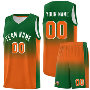 Custom Kelly Green Orange Gradient Fashion Sets Sports Uniform Basketball Jersey