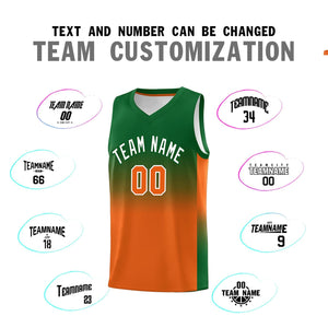 Custom Kelly Green Orange Gradient Fashion Sets Sports Uniform Basketball Jersey