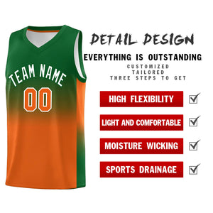 Custom Kelly Green Orange Gradient Fashion Sets Sports Uniform Basketball Jersey