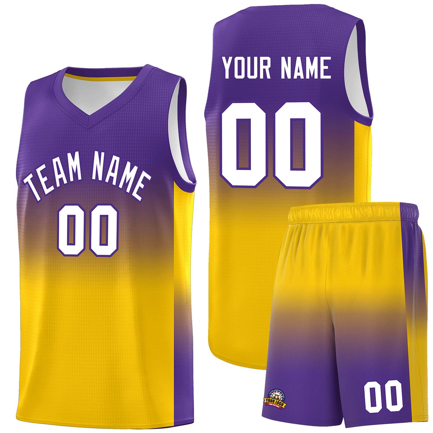 Custom Purple Gold Gradient Fashion Sets Sports Uniform Basketball Jersey