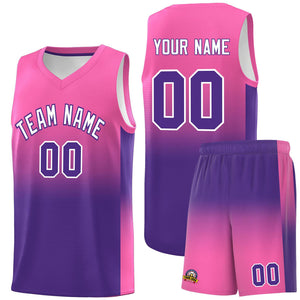 Custom Pink Purple Gradient Fashion Sets Sports Uniform Basketball Jersey