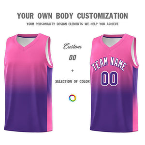 Custom Pink Purple Gradient Fashion Sets Sports Uniform Basketball Jersey