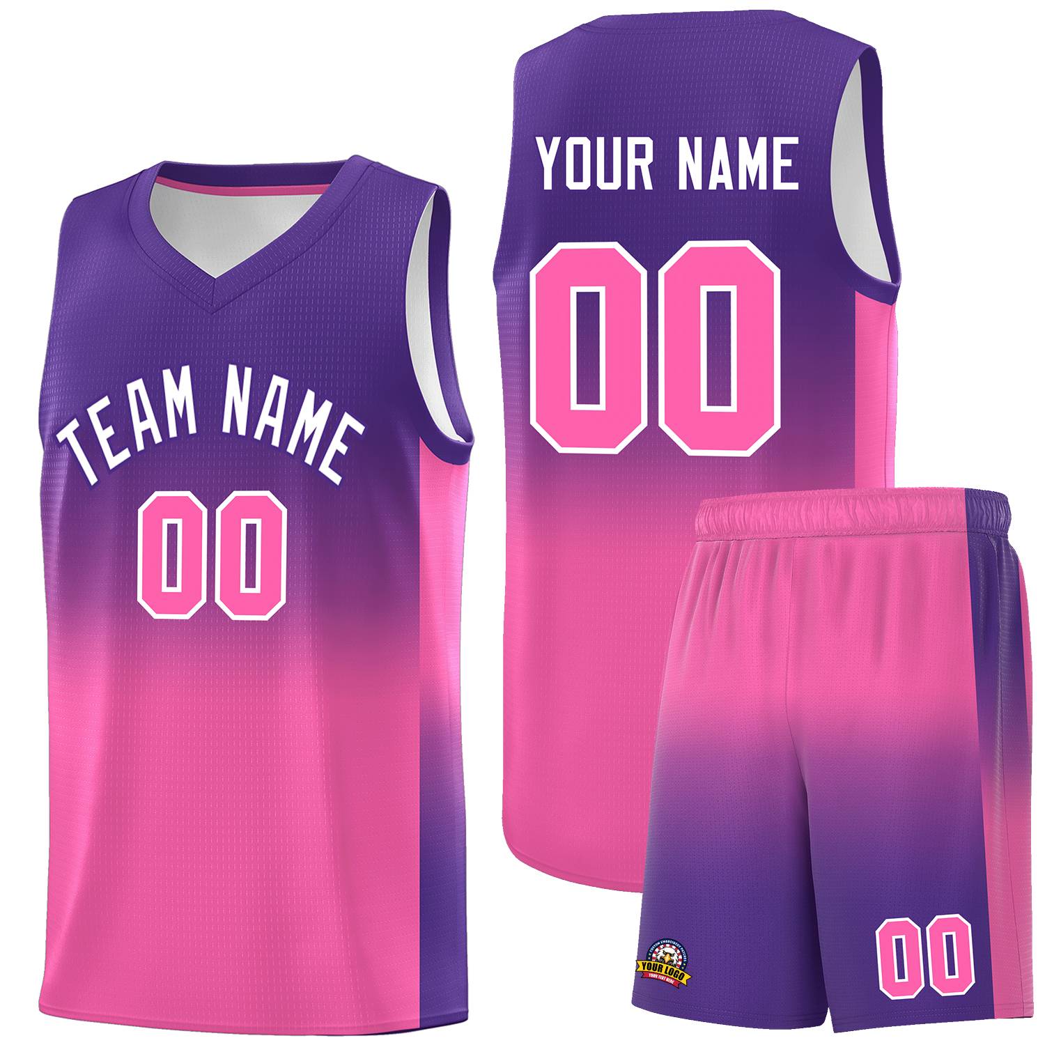 Custom Purple Pink Gradient Fashion Sets Sports Uniform Basketball Jersey